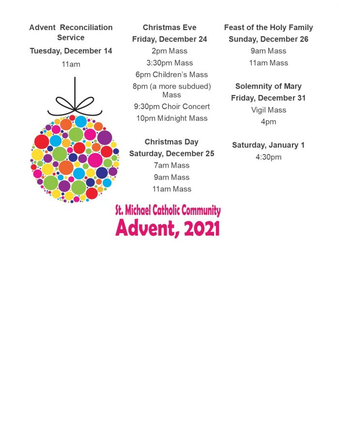 St. Michael Catholic Community | 2021 Christmas Schedule