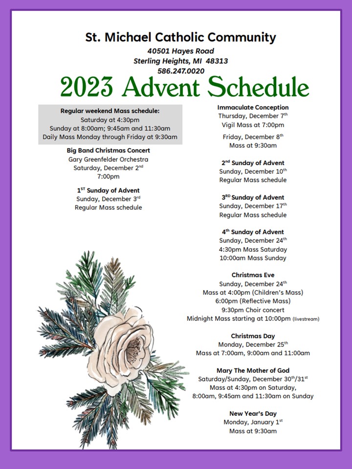 Advent/Christmas Schedule 2023