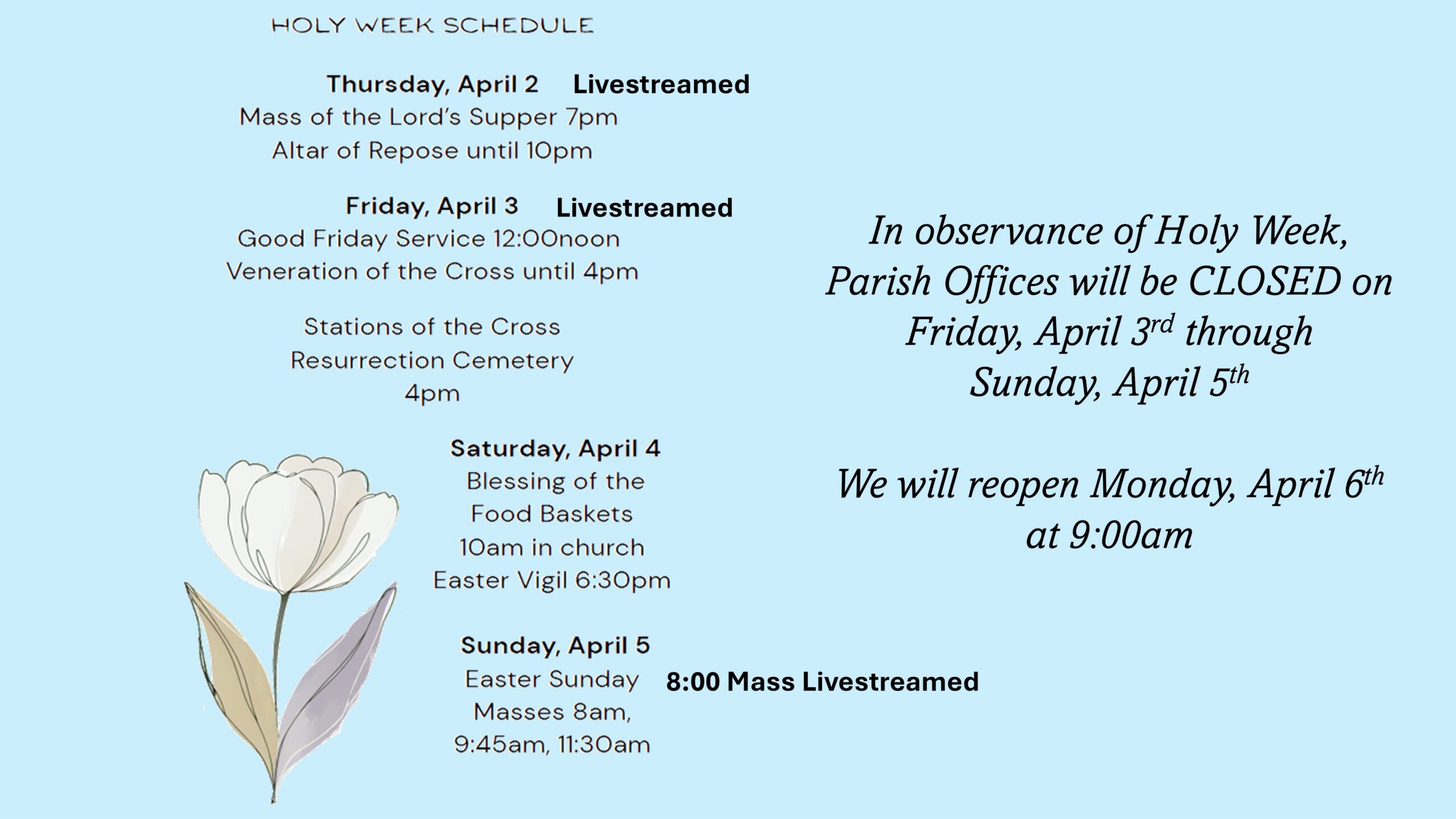 St. Michael Catholic Community 2026 Holy Week Schedule